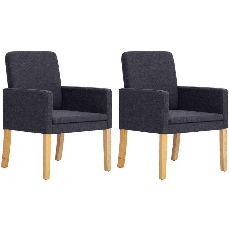 

vidaXL Sillas de Comedor 2 Unidades Tela Gris Oscura - Gris