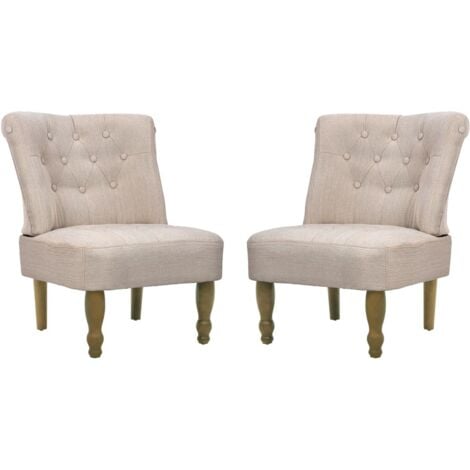 Sillones de estilo francés 2 unidades tela color crema vidaXL