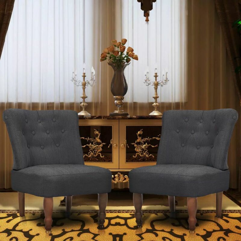 

Sillones de estilo francés 2 unidades tela gris