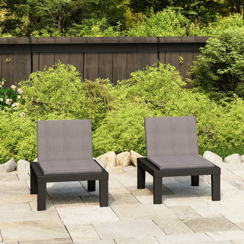 

Sillones de jardín con cojines 2 unidades plástico gris