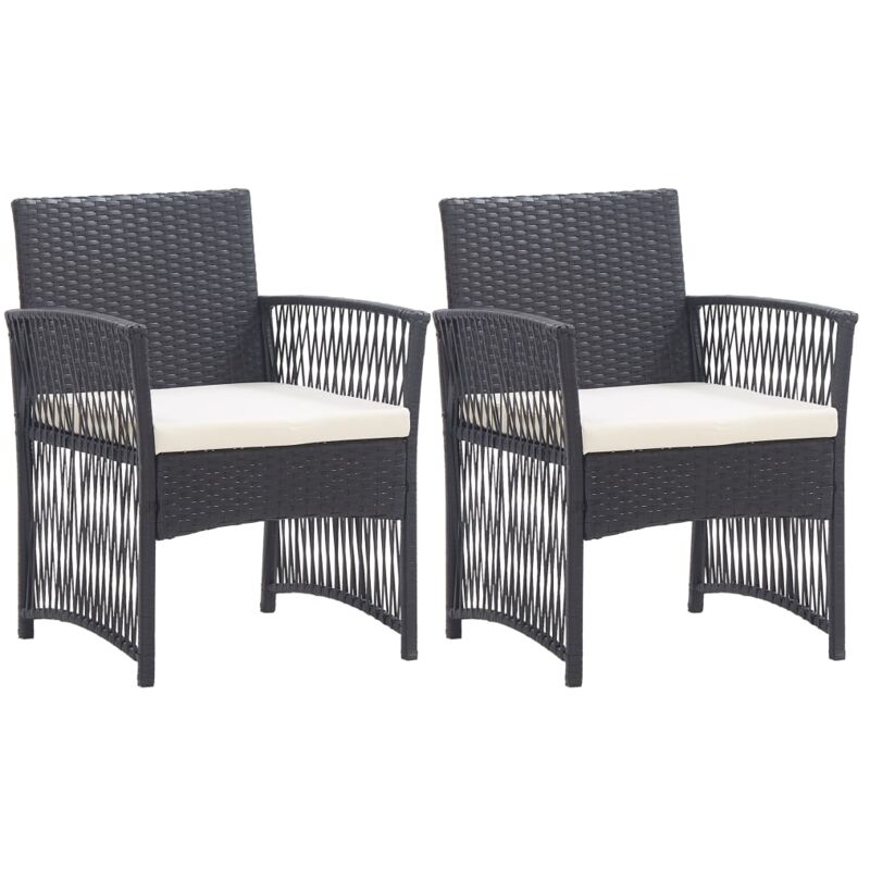 

vidaXL Sillones de jardín con cojines 2 unidades ratán sintético negro - Negro