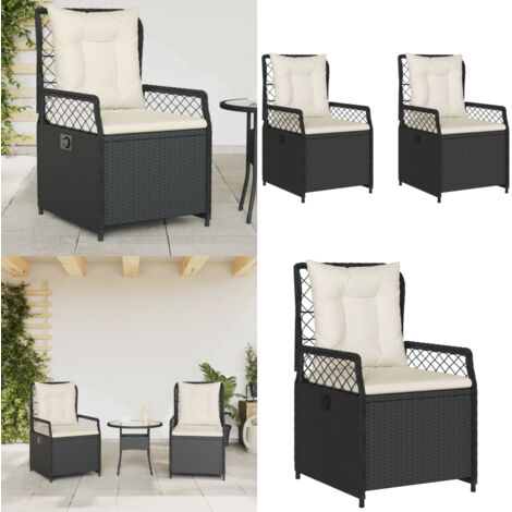 Sillones de jardín reclinables 2 uds ratán sintético negro - Ratán sintético - Sillas de jardín