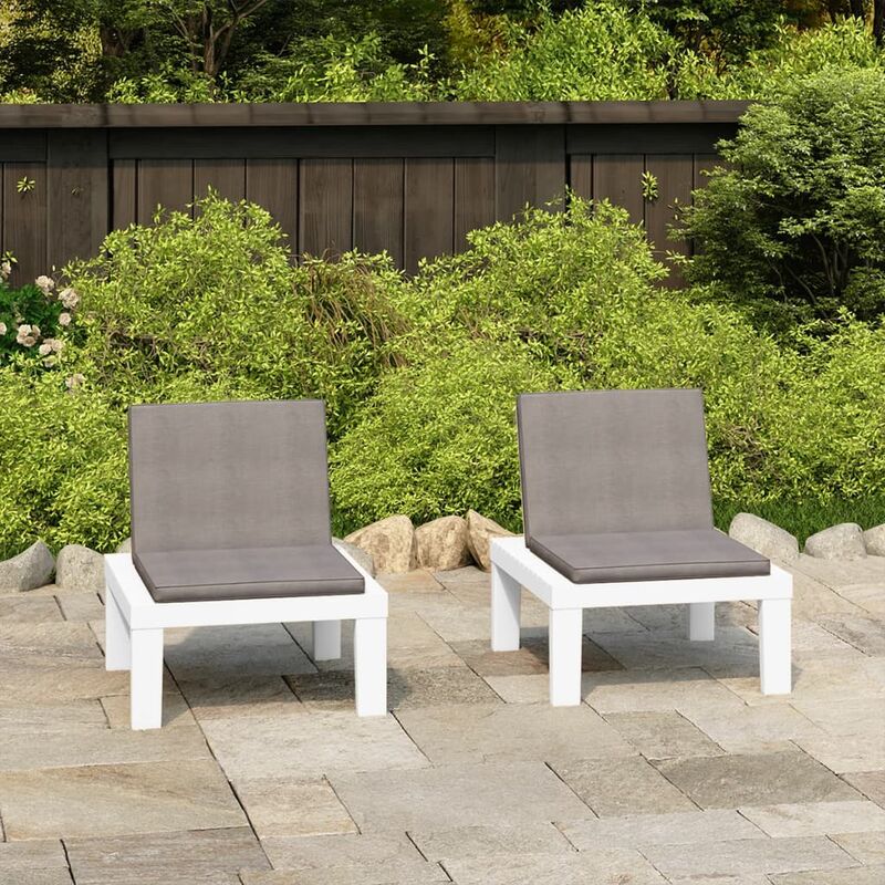 

Sillones de jardín con cojines 2 unidades plástico blanco - Blanco