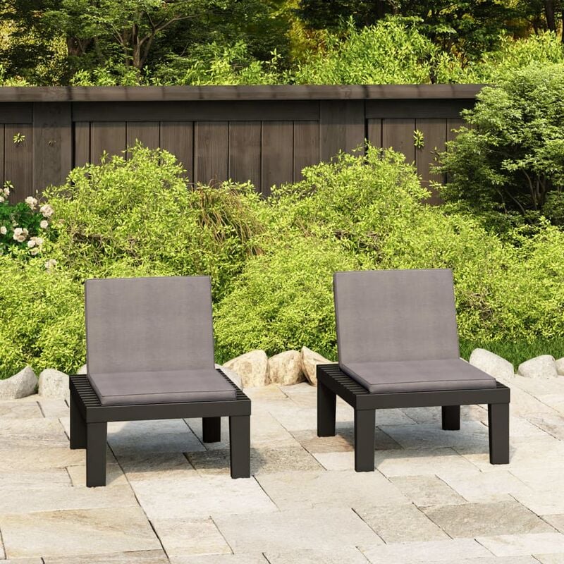 

Sillones de jardín con cojines 2 unidades plástico gris - Gris