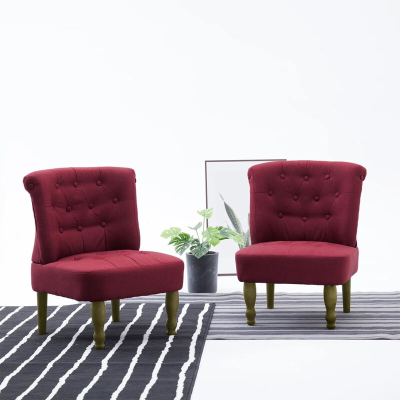

Happyshopping - Sillones franceses 2 unidades de tela color vino tinto