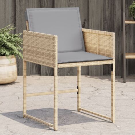 Sillones jardín con cojines 4 uds ratán sintético beige mezcla vidaXL