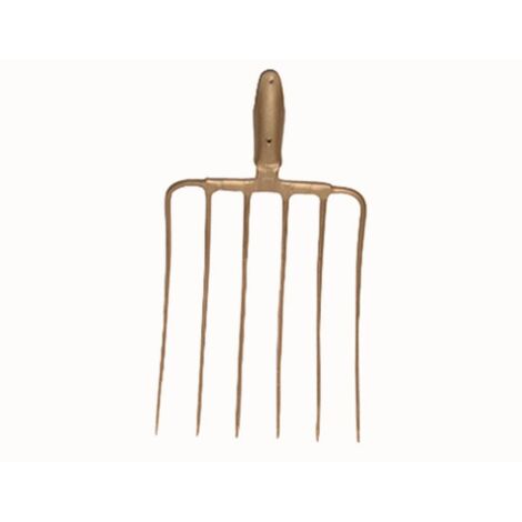 Silogabel 6 Zinken ohne Stiel 35x29 cm Federdülle gold-lackiert