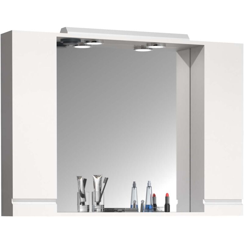 SiloraXL armoir de salle de bain avec miroir blanc.