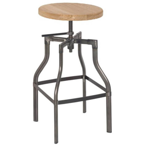 SILPA - Tabouret de Bar Pieds Métal et Assise Bois