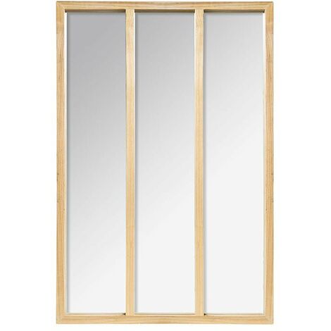 Silumen – Miroir mural en bois rectangle 3 colonnes H.116 cm – Verre de haute qualité – Largeur 76 cm – Profondeur 4 cm pour décoration chic
