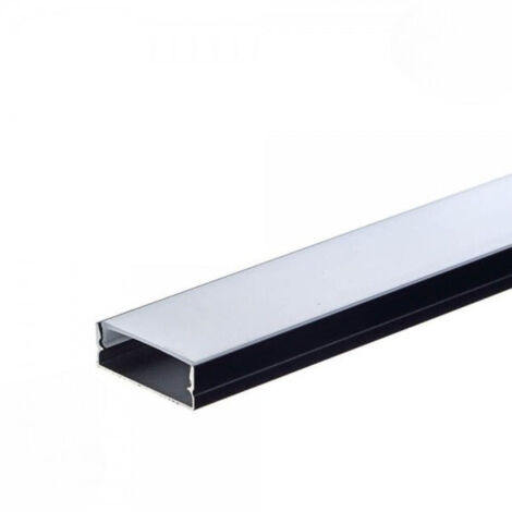 Silumen – Profilé aluminium noir 2m – Cache opaque blanc – 3cm de largeur – Compatible rubans LED 220V – Installation à fixer