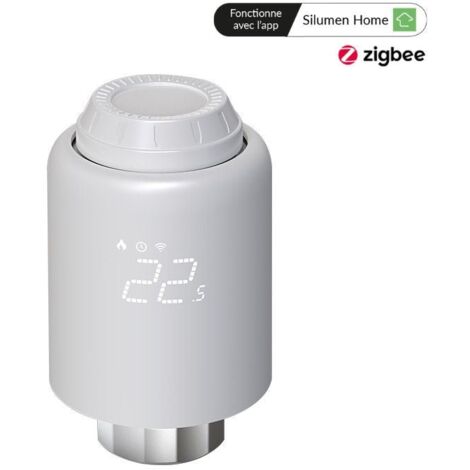 Silumen – Tête thermostatique connectée ZigBee universelle – Modes auto, manuel, vacances – Adaptateurs pour toutes vannes de radiateur