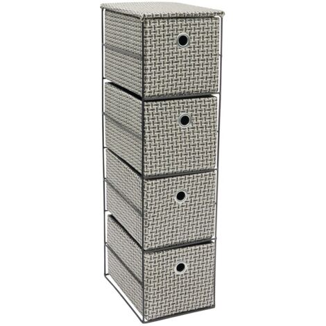 Silva 4 Drawer Narrow Fabric Storage Tower, Grey