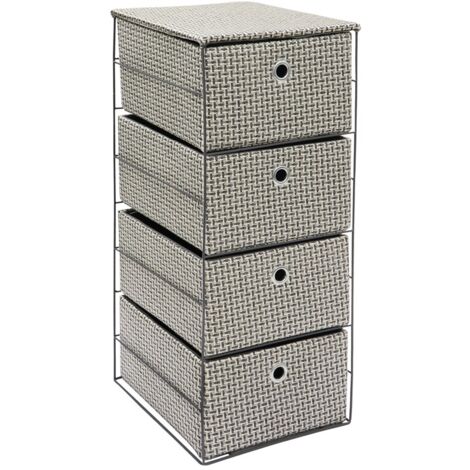 Silva 4 Drawer Wide Fabric Storage Tower, Grey
