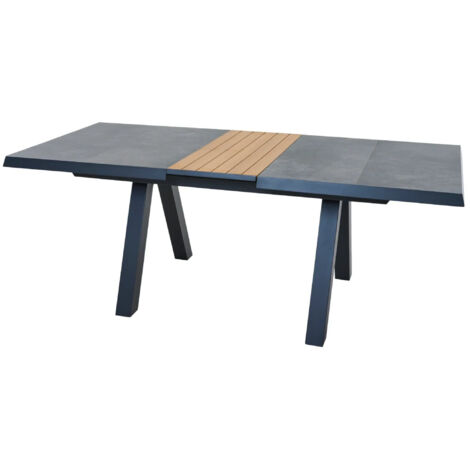 Silva Dining Tisch Lindos 160/200 x 90 cm, FSC Alu, Keramik, Teak FSC 100 %