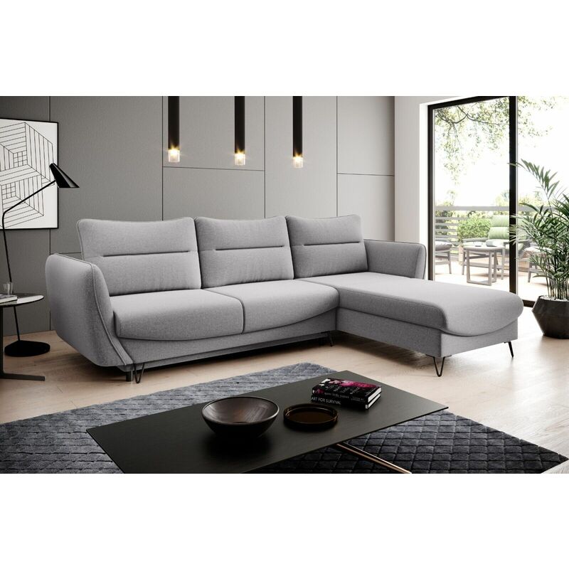 Silva Right Hand Facing Corner Sofa Bed - Light Grey