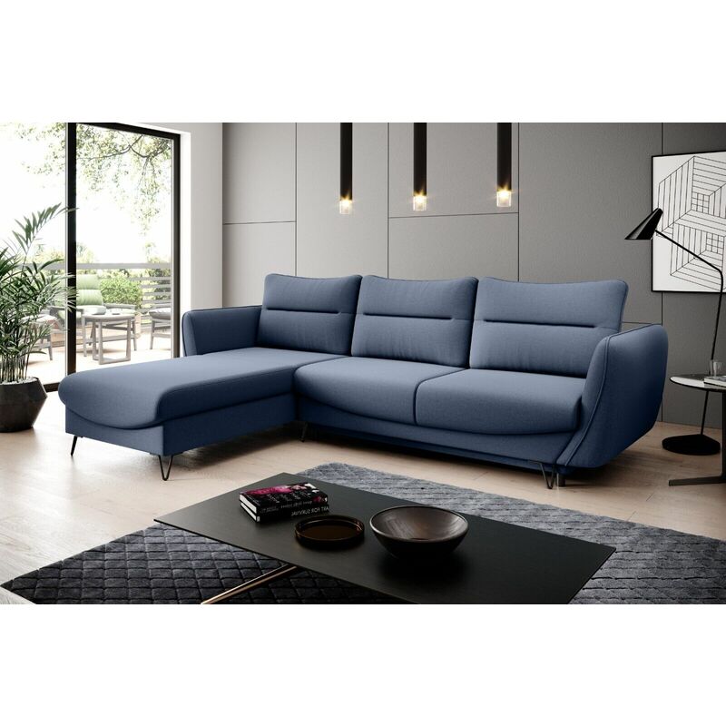 Silva Left Hand Facing Corner Sofa Bed - Blue