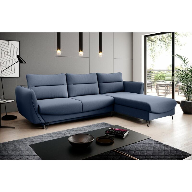 Silva Right Hand Facing Corner Sofa Bed - Blue