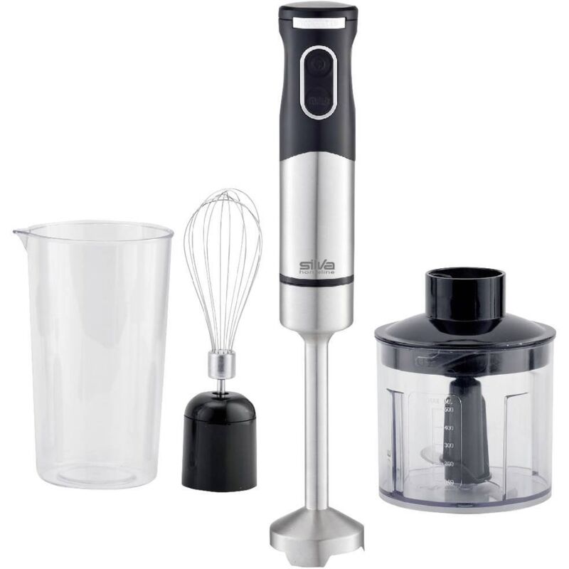 Silva Homeline SMS 6502 Mixeur plongeant 700 W avec verre doseur, avec embout hâchoir, fouet acier inoxydable, noir