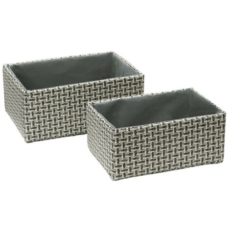 Silva Rectangular Fabric Storage Baskets, Set of 2, Grey
