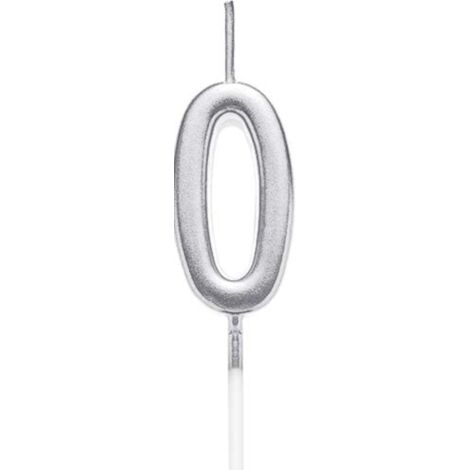 Silver 0 Number Candle Birthday Party Cake Decorations Topper