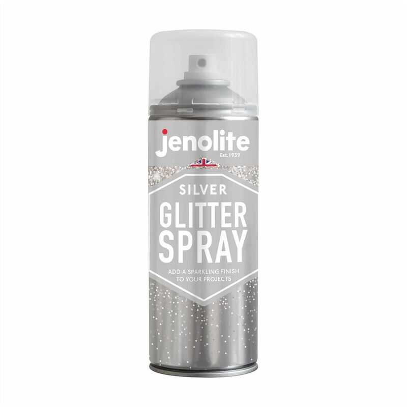 Silver - 1 x 400ml Aerosol Jenolite Glitter Spray Clear Sealant - Silver - Perfect for Picture Frames, Mirrors, Ornaments & Crafting