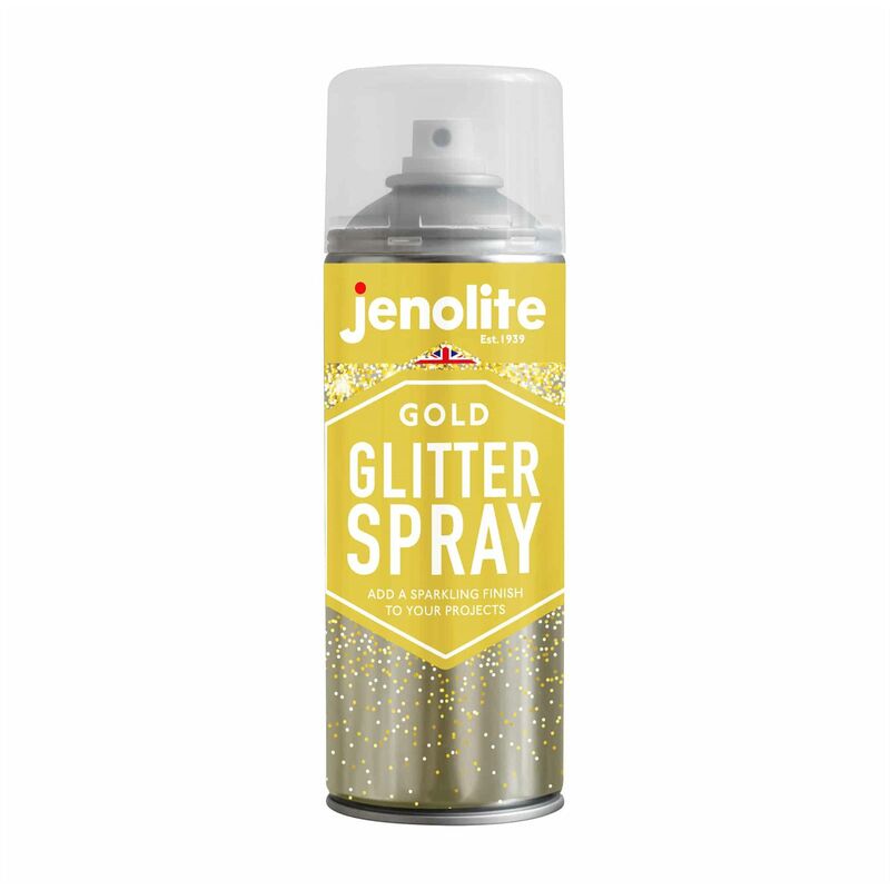 Gold - 1 x 400ml Aerosol Jenolite Glitter Spray Clear Sealant - Gold - Perfect for Picture Frames, Mirrors, Ornaments & Crafting