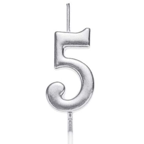 Silver 5 Number Candle Birthday Party Cake Decorations Topper
