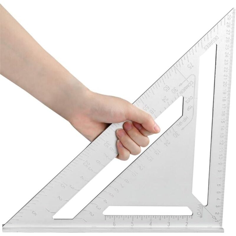 Aiperq - Silver Aluminum Alloy Carpenter Square, 12 Inch Metric Triangle Square for Measuring