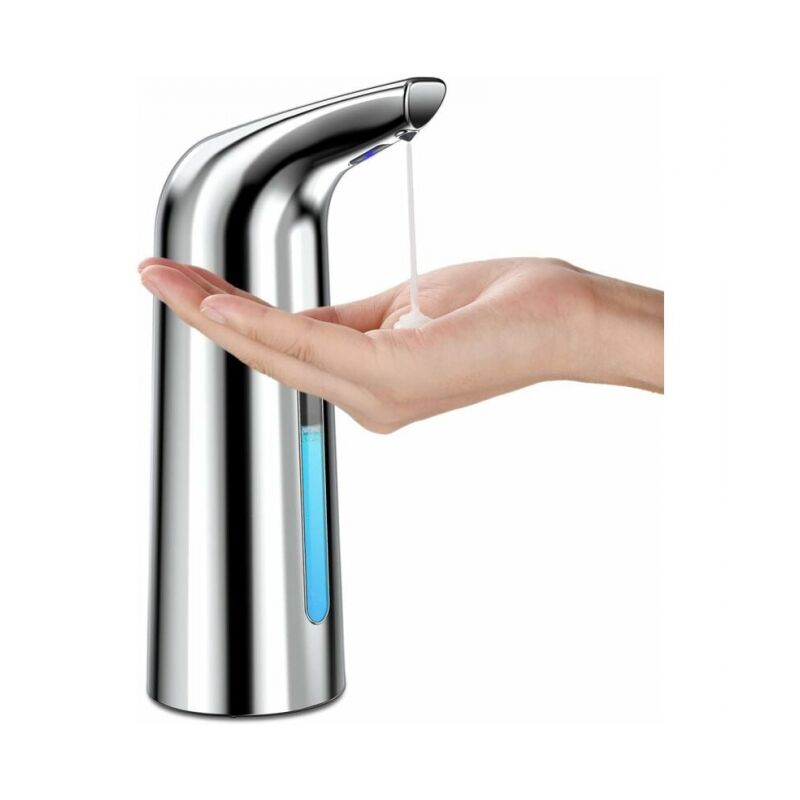 Silver Automatic Soap Dispenser With Sensor, Waterproof Touchless Infrared Soap Dispenser For Bathroom, Kitchen, Hotel, Restaurant