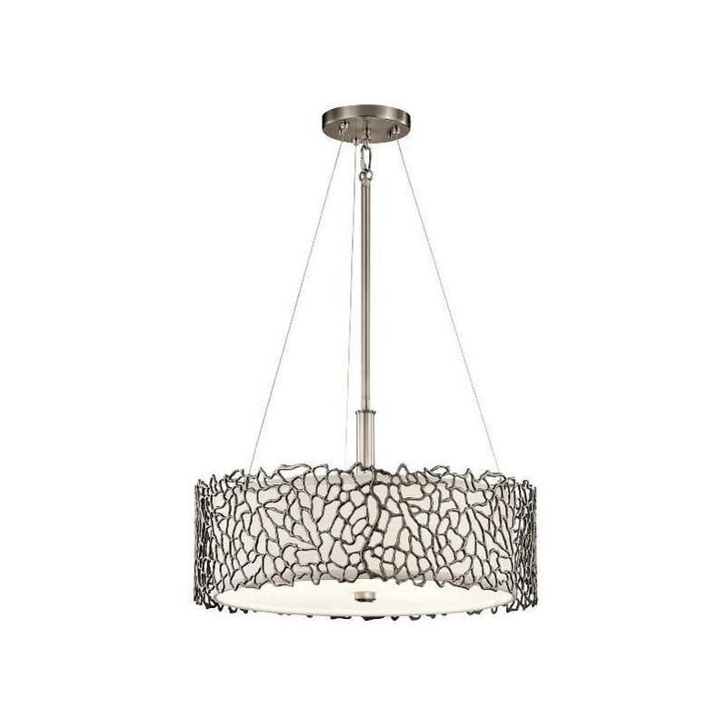 Elstead Lighting - Elstead Coral - 3 Light Ceiling Duo-Mount Pendant Classic Pewter, Silver Coral, E27