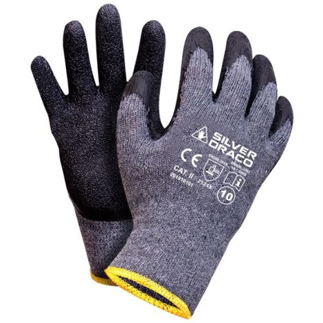 Silver Draco gummierte Strickhandschuhe schwarz 11 - 12.0 PAR - REK reco C11