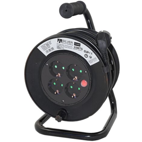 Silver Electronics - Enrollacables multienchufe de 4 tomas. Cable de 50m. IP20 Potencia: 3.000W