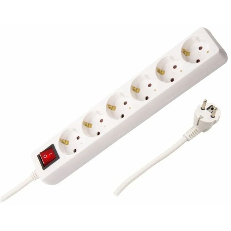 

Electronics Regleta Enchufes 6 Tomas con Interruptor Electronics Blanco 1,5 m - Silver