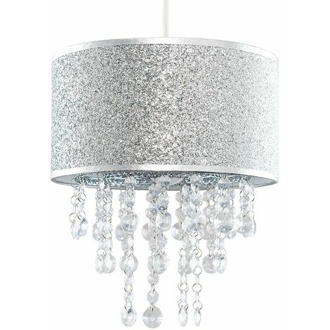 main image of "Silver Glitter Light Shade Clear Acrylic Jewel Droplet - No Bulb"