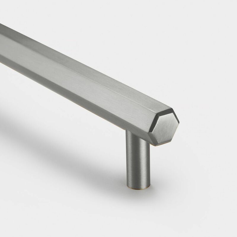 Se Home - Silver Hexagonal Cabinet t Bar Handle - Solid Brass - Hole Centre 128mm