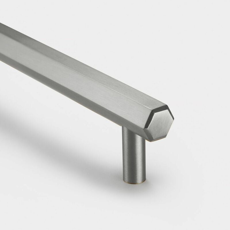 Se Home - Silver Hexagonal Cabinet t Bar Handle - Solid Brass - Hole Centre 160mm