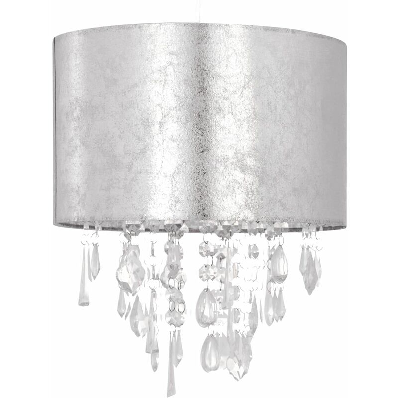 First Choice Lighting - Silver Marble Affect Jewelled Light Shade