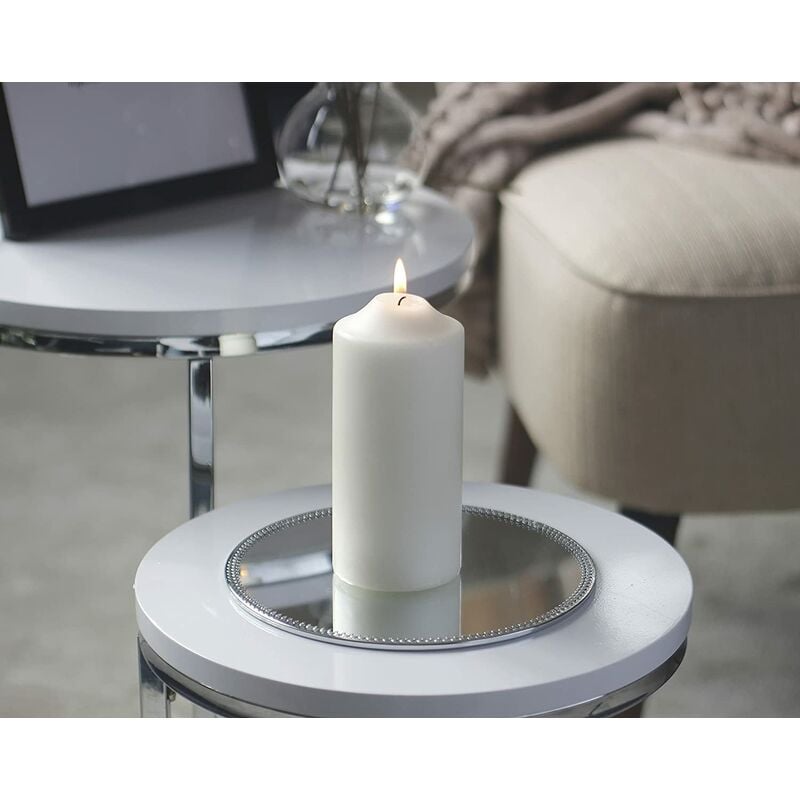 Silver Mirrored Round Candle Tray 20cm