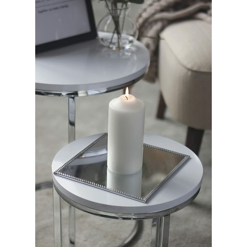 Silver Mirrored Square Candle Tray 20cm