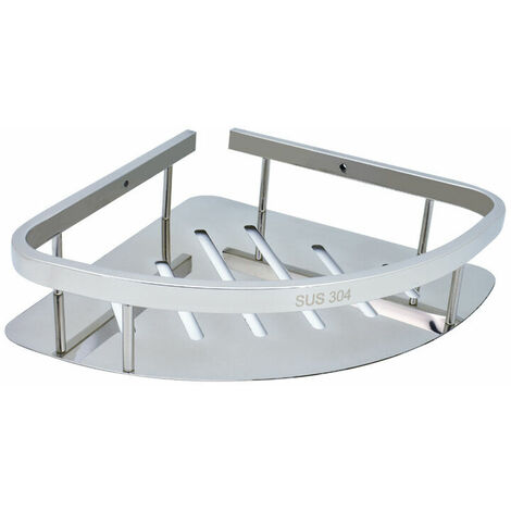 Silver Stainless Steel Bathroom Corner Shelf, Triangular Wall Mount Tripod Shower Caddy Organizer Drain Kitchen Storage Shelf Shampoo Shower Gel