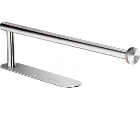 Silver stainless steel toilet paper holder, 34 cm long, for bathroom or kitchen, wall-mounted, can be glued to the wall without drilling, 1 piece