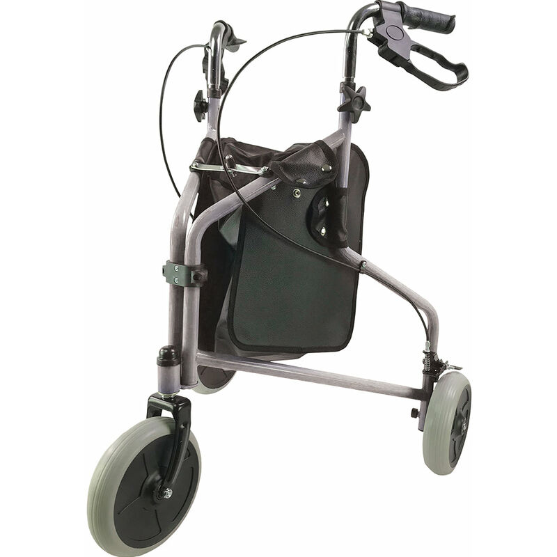 Silver Three Wheeled Steel Tri-Walker - Height Adjustable - 115kg Weight Limit