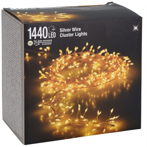 Silver Wire CLUSTER Lights - 1440 LED / 14,4m - Draht Büschel Lichterkette für Außen
