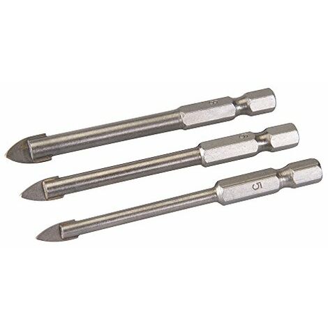 Silverline 224760 Set Di 3 Punte Esagonali Per Vetro E Piastrelle 5, 6 e 8 mm