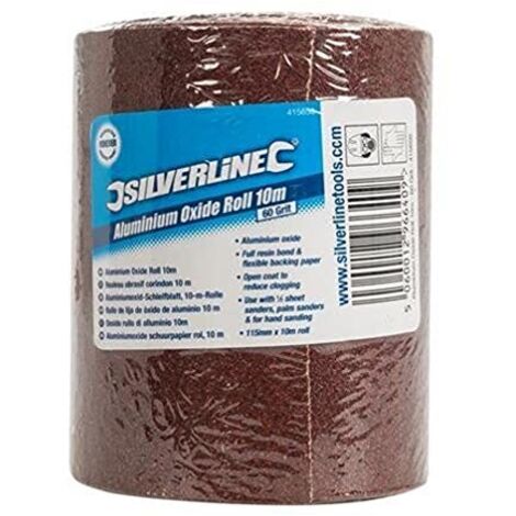 Silverline 415650 Rulli in ossido di alluminio per decorare, 10 m x 115 mm, Grana 60