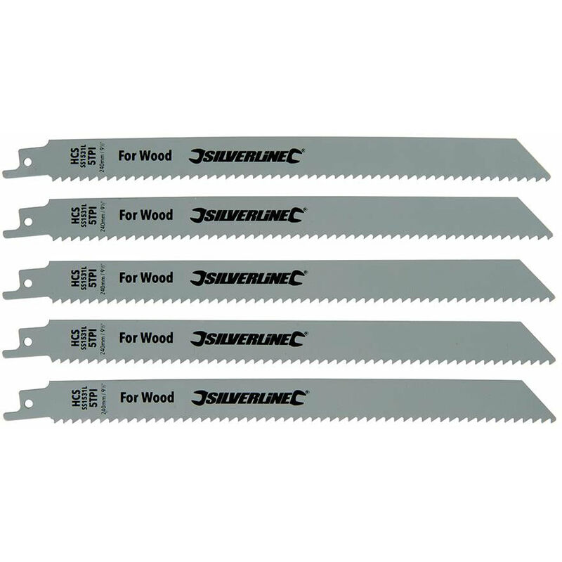 Silverline - Lame in acciaio per sega a gattuccio per tagliare legno alberi pallet 5pz