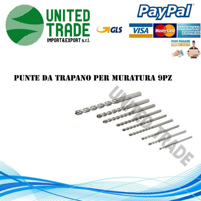 Image of United Trade - Silverline 590585 Set Punte da trapano per muratura Silverline 9pz 4.0 - 12.0 mm