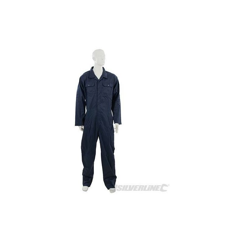 Tuta da lavoro elasticizzata con tasche colore blu...