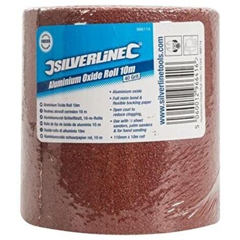 Silverline 986114 Rotolo Abrasivo Corindone, 10 mt, Grana 40